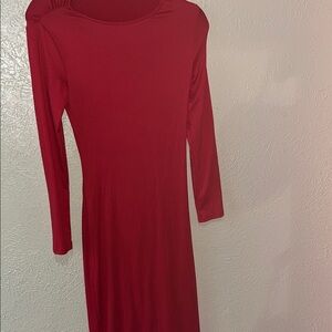 Elegant Red Long Sleeve Dress